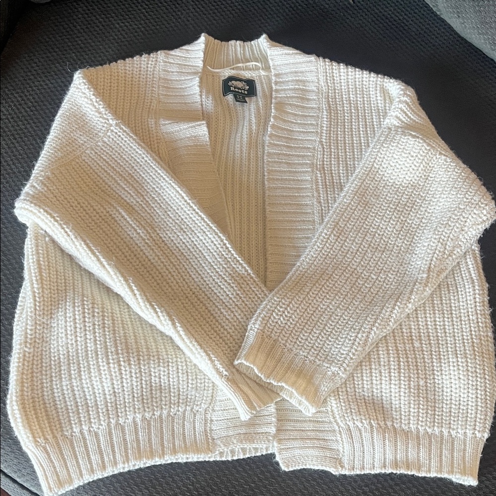 Roots Cream Open-Front Knit Cardigan